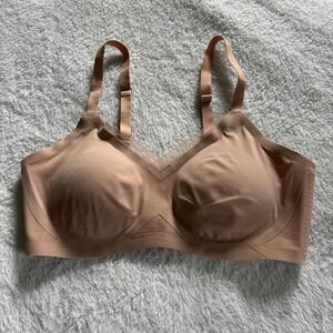 Women's Large HONEYLOVE CrossOver Original Wireless Mesh Detail Bra Sand